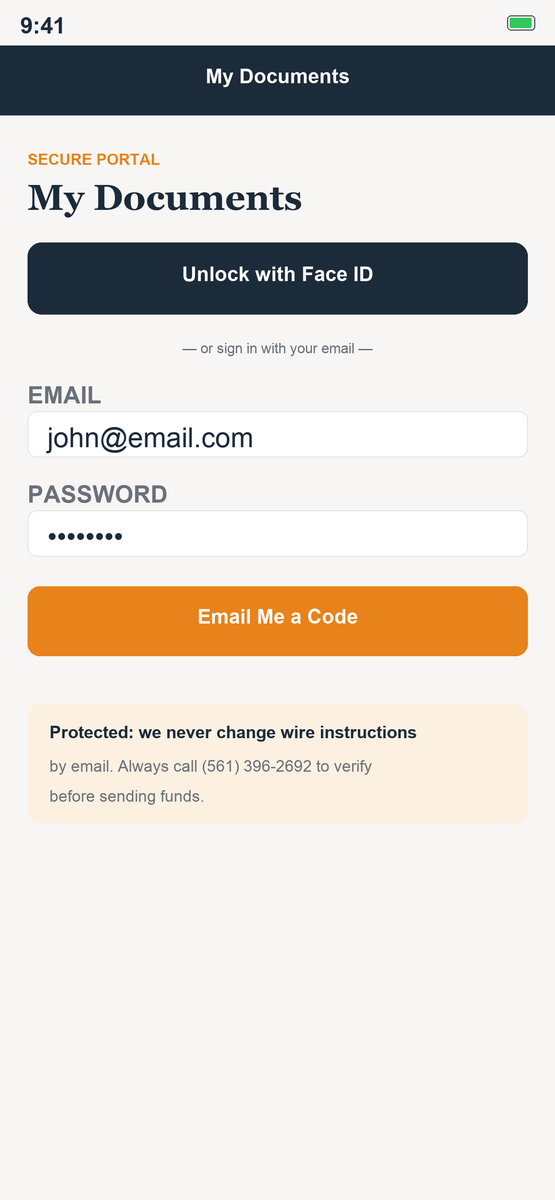 Secure documents in the app