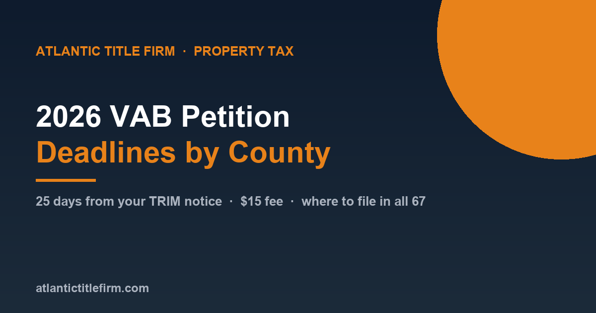 Florida VAB Petition Deadline 2026: County Dates & How to File