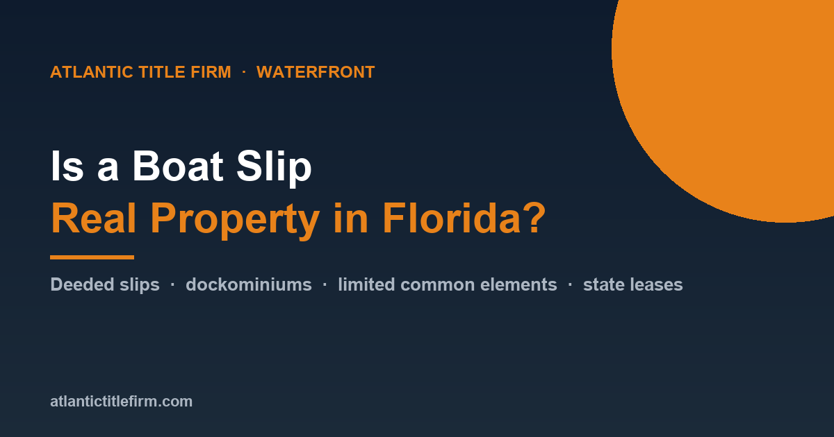 Is a Boat Slip Real Property in Florida? Deeded Slips vs. Leases