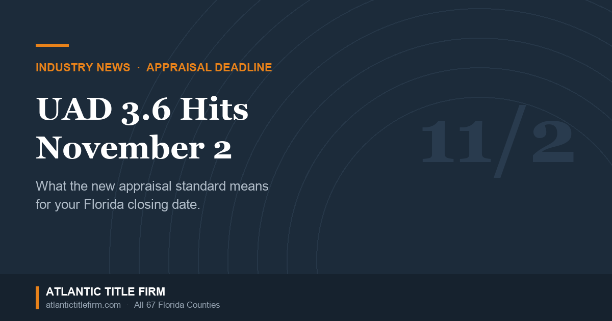 UAD 3.6 appraisal deadline and what November 2 means for Florida closings